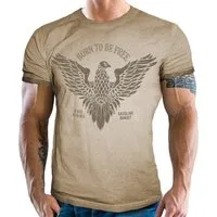 GASOLINE BANDIT® T-Shirt in Washed Sand Optik für Biker, Racer: Born to be Free