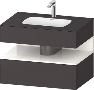 Duravit Qatego Einbauwaschtisch mit Konsolenwaschtischunterbau Graphit & Weiß Hochglanz & Supermatt  QA4785022800010