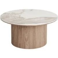 freiraum Couchtisch Athens, in weiss / Dunkelbraun, Keramik, MDF, Dekor - 40x80cm (HxD)