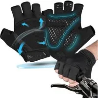 MIVELO Fahrradhandschuhe Herren & Damen gepolstert, Sommer Fahrrad Handschuh, atmungsaktiv mit An- und Ausziehhilfe, Halbfinger