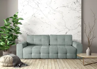Schlafsofa Designersofa Sofa 3-Sitzer ARIELLE in Stoff Perfect Harmony Salbei...