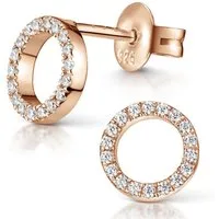 Materia Paar Ohrstecker Kreis Rosegold mit Zirkonia 8mm SO-439, aus 925 Sterling Silber, vergoldet