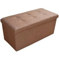 style home Sitzbank faltbare Sitzhocker mit Stauraum, 76*38*38cm (Aufbewahrungsbox mit Deckel, gepolstert Sitzwürfel Fußhocker, Sitztruhe aus Leinen), für Wohnzimmer Schlafzimmer, Dunkelbraun