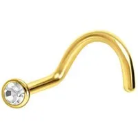PIERCINGLINE Nasenpiercing Titan Nasenstecker Spirale FLACHER KRISTALL (Nasenstecker, 1-tlg)