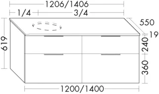 Burgbad WTU Eqio 619x1206x550 Eiche Dekor Klassik, SGUU120LF6886 SGUU120LF6886