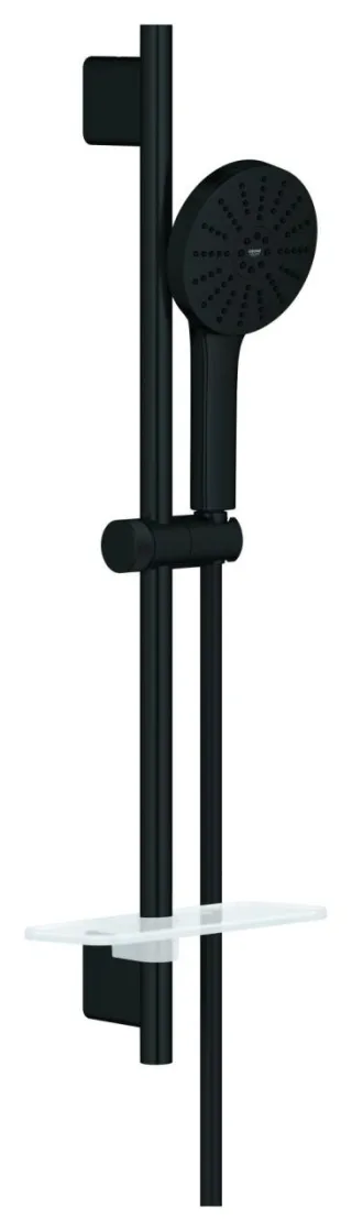 GROHE Brausestange-Set Euphoria 120 134884, 600mm 3 Strahlarten 5,2l/min matt black, 1348842430 1348842430