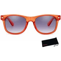 Rennec Sonnenbrille (Nerd Sonnenbrille Damen Herren Retro Gestell Transparent) Gläser Lila Verlaufsgetönt, Federscharniere an den Brillenbügeln