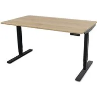 ASSMANN Büromöbel Schreibtisch Y-LINE Curved (120x70cm Schwarz Eiche Natura Kollisions-Schutz, Elektrisch höhenverstellbar, Kindersicherung 2-fach-Motorik Doppelhub, einfache Montage, für Büro und Homeoffice), TÜV-zertifiziert, Blauer Engel, 5 Jahre 