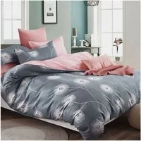 KEAYOO Bettwäsche XDD, Baumwolle, 2 teilig, 100% Baumwolle Grau Rosa Wendebettwäsche mit Reißverschluss