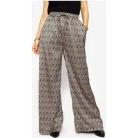 SASSYCLASSY Relaxhose Weite Satinhose Damen Lang mit geometrischem Print Lockere Hose aus Satinmaterial in grafisches Muster mit Gummibund
