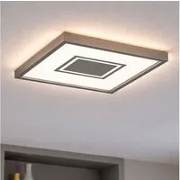 Briloner Leuchten LED Deckenleuchte, LED-Leuchtmittel fest verbaut, Warmweiß, Deckenleuchte Wohnzimmerlampe LED Backlight silber quadratisch opal