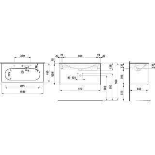 Laufen Waschtisch-Set Lua/Lani 455x1000x527 1 Hl m.Ül 2Schubl Griffleiste We/mulitcolor H8600889991041