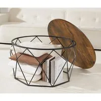 VASAGLE Couchtisch, Beistelltisch, groß, abnehmbare Tischplatte, Ø80 x 45 cm