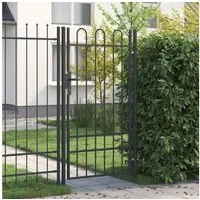 furnicato Zauneinzeltür Gartentor aus pulverbeschichtetem Stahl 103 x 225 cm Grau, Witterungsbeständiges Zauntor mit Riegeln für Vorhängeschlösser