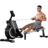 Gywowken Rudergerät Rudergeräte für Zuhause - Magnetisches Rudergerät (für Home Gym Indoor Trainer Ausrüstung), mit 16 Ebenen Widerstandsstufen und LED-Display - bis 150KG