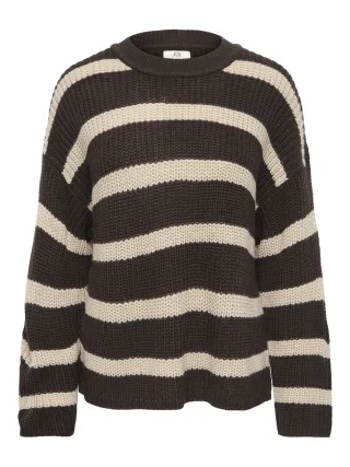 JDY - JDYJUSTY L/S STRIPE PULLOVER KNT NOOS Chocolate Torte - Gr. - S