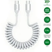 4smarts 4smarts USB-C Spiralkabel 100W, weiß Induktions-Ladegerät