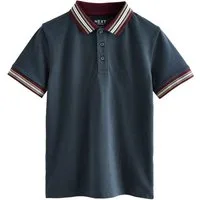Next Poloshirt Kurzärmeliges Poloshirt mit gestreiften Kragen (1-tlg)