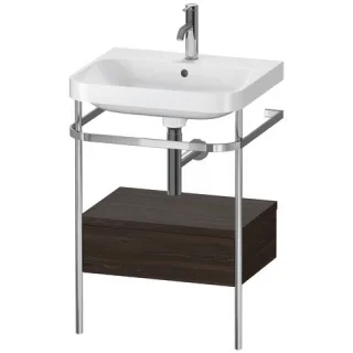 Duravit Happy D.2 Plus c-shaped Set mit Metallkonsole und Schubkasten Nussbaum gebürstet Matt 575x49 HP4840O6969