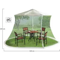 infactory Moskitonetz 330x250cm für Sonnenschirme rund Insektenschutznetz Fliegengitter weiß