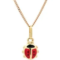 HOPLO Kettenanhänger Gold Anhänger Marienkäfer mit Goldkette massiv 333-8 Karat Gold 36 cm, Made in Germany