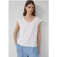 s.Oliver Kurzarmshirt T-Shirt T-Shirt mit weitem Ausschnitt, Cut-out und Schleife