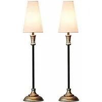 Mirabeau Tischleuchte Tischlampe 2er Set Obsonville silber/schwarz/creme
