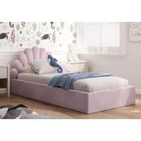 Kids Collective Kinderbett Polsterbett Stauraumbett 90x200 cm Kinder Bett Jugendbett, Mit Samtbezug Lattenrost & Metallrahmen, 90x200cm, Rosa