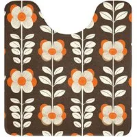 OnlyWow WC-Vorleger Blumen - Retro - Braun, Höhe 10 mm, Polyester, U-Form, Vorleger mit Ausschnitt, Toilettenvorleger, Toilettenteppich