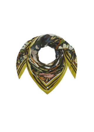 Tuch aus Viskose mit Blumen-Muster und ALWAYS FOREVER-Schriftzug grün