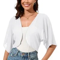 Zaewry Bolero Damen-Bolero aus Chiffon,Fließend,zart,luftig,3/4-Arm, Chiffon Coverup für festliche Anlässe und Hochzeiten,Bolero-Jacke für den Sommer