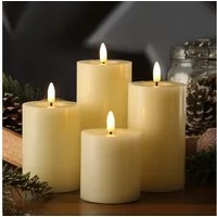 MARELIDA LED-Kerze Kerzenset ELIA Echtwachs Stumpenkerzen für Adventskranz 4 Größen 4St (4-tlg)