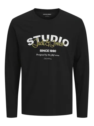 JACK&JONES - JJYUKI TEE LS CREW NECK BF Black - Gr. - M