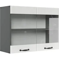 Vicco Glashängeschrank R-Line, Weiß Landhaus/Anthrazit, 80 cm (1-St)