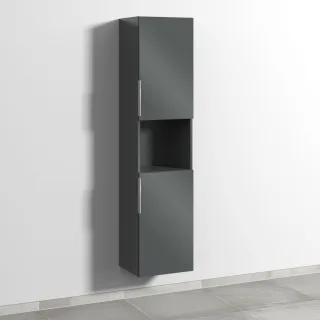 Sanipa 3way Hochschrank mit 2 Türen und 1 offenem Fach, Anthrazit-Glanz UF11779
