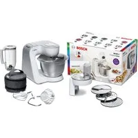 BOSCH Küchenmaschine Serie 4 MUM58W20, Mixer, Durchlaufschnitzler, 3 Scheiben, weiß, 1000 W, 3 Scheiben, Schüssel, Knethaken/Rühr-/Silikonbesen, spülmaschinenfest