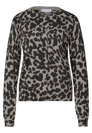 Street One - Cardigan mit Animal-Print braun/schwarz - Gr. - 40