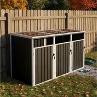 HOMAVO Mülltonnenbox 3er, Verzinkter Stahl, wetterfest & rostgeschützt (222 × 81,9 × 121,2 cm), für den Außenbereich, bietet Platz für drei Mülltonnen