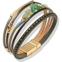 Firetti Armband Schmuck Geschenk Edelstahl Leder Armschmuck Armkette Edelstein, Made in Germany - mit Aventurin
