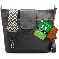 Adel Bags Schultertasche SARA Umhängetasche für Damen, Schultertasche aus Echtleder (Test SEHR GUT, Note 1.1), 20 Farboptionen, Hergestellt in Italien, mit 2 Riemen