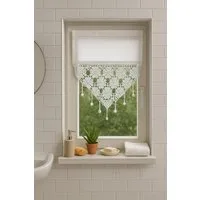 HOSSNER - ART OF HOME DECO Scheibengardine 35x45 cm (1 St), blickdicht, Baumwolle, Vintage, Romantische Stickerei