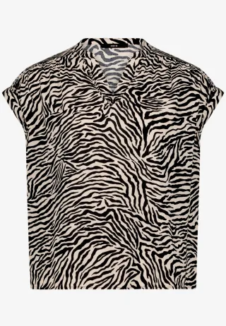 zero - Schlupfbluse mit Zebraprint black - Gr. - 44