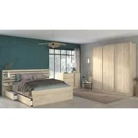 Parisot Schlafzimmer-Set, (4-tlg), viel Stauraum, schöne Optik, Einsätze an Schrank und Kommode drehbar
