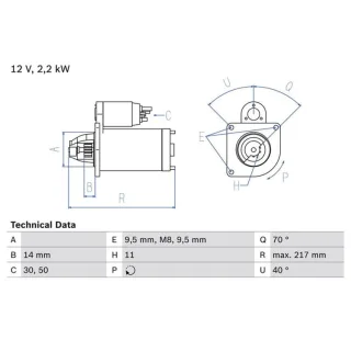 Bosch Anlasser 2,2 kW Citroen Mini Opel Peugeot Suzuki 0986023580