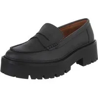 Ital-Design Elegante Plateau-Lederloafers für Damen im Alltag Slipper (91261557) Blockabsatz Mokassins in Schwarz
