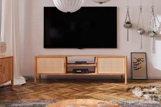 Lowboard TV-Schrank SAGA Buche massiv 204x64x46 cm