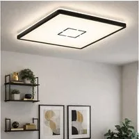 Briloner Leuchten LED Deckenleuchte, LED-Leuchtmittel fest verbaut, Neutralweiß, Deckenleuchte Deckenpanel LED Backlight schwarz quadratisch L 42 cm