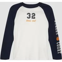 s.Oliver Langarmshirt T-Shirt Langarmshirt mit Kontrastärmeln und Print