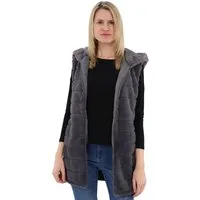 malito more than fashion Longweste malito Damen Longweste mit Kapuze, gerippte Weste aus Kunstpelz, mit Kapuze
