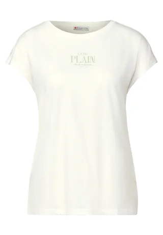 Street One - Basic Shirt mit Wording off white - Gr. - 34